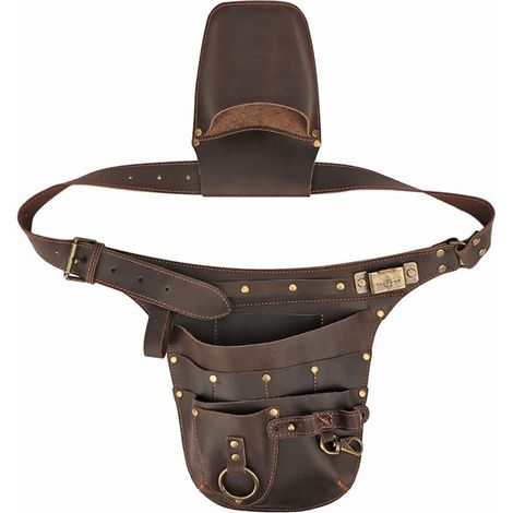Tourbon Sac à outils de jardinage en cuir véritable Taille réglable Ceinture de travail Pochette pour électriciens charpentiers (1/5)