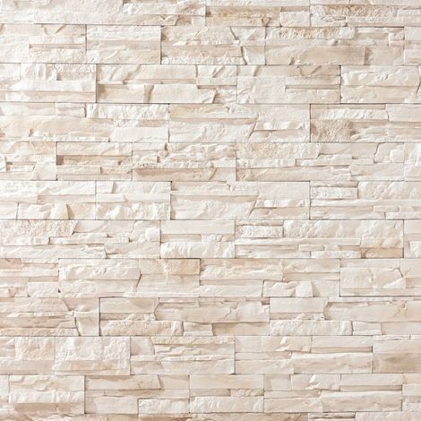Decoon – Plaquette de parement imitation pierre beige – Surface 0,52 m² – Pose sans joint apparent – Pour murs intérieurs et extérieurs (1/3)
