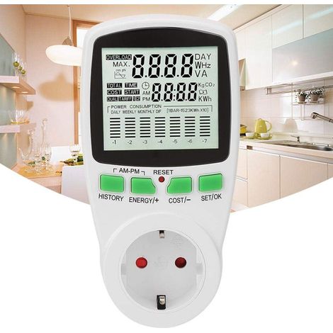 0.000KWh-9999 KWh 0-16A Mini Smart Power Meter Socket 0.000KWh-9999KWh Multi-Function Electricity Monitor Power Consumption Detect Energy Meter(220v) (1/5)