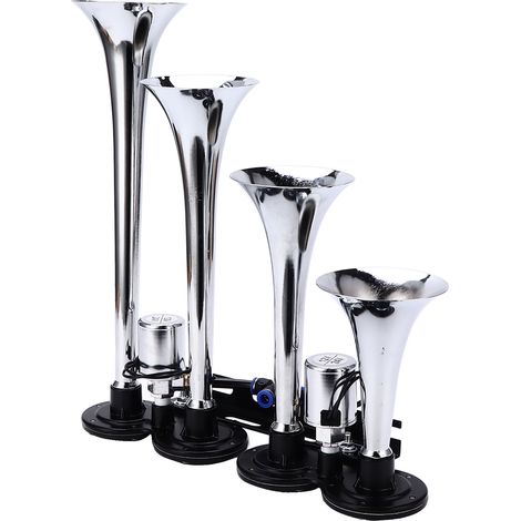 Kit de klaxon pneumatique 12-24 V à 4 trompettes, 130 dB, pour camion, voiture, bateau et fourgonnette. (1/5)