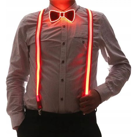 LED-Gurtzeug und Fliege-Set, leuchtend, Party, Silvester, Hochzeit, Orange
