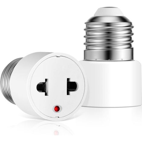2 Pièces Adaptateur De Prise De D'ampoule E27 Convertisseur Douille Lumière Convertisseur D'ampoule Douille À Visser Pour Porche Caméra Patio Garage(2 Broches) (1/4)