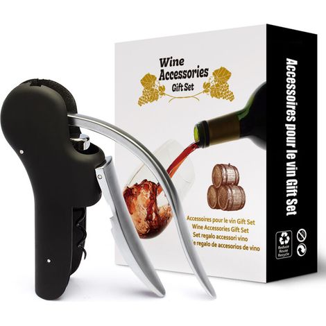 Ouvre-bouteille manuel, ouvre-bouteille Vertical Compact, ouvre-bouteille robuste en acier inoxydable, outil de barre avec boîte cadeau