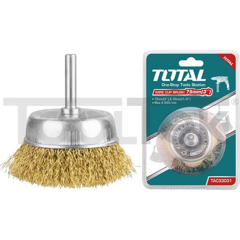 SPAZZOLA A TAZZA TRAPANO CIRCOLARE OTTONE 75mm ATTACCO 1/4″ TOTAL