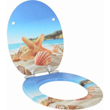 Soft-Close Toilet Seat Sea Muschel 44 x 38 cm MDF board vidaXL