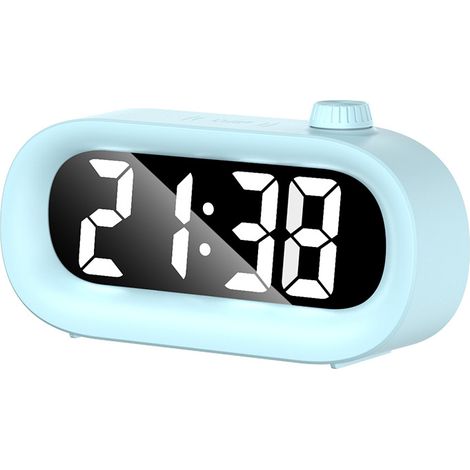 Réveil électronique LED, minuteur visuel de bureau, grand écran, alarme sonore - Rechargeable bleu (1/4)