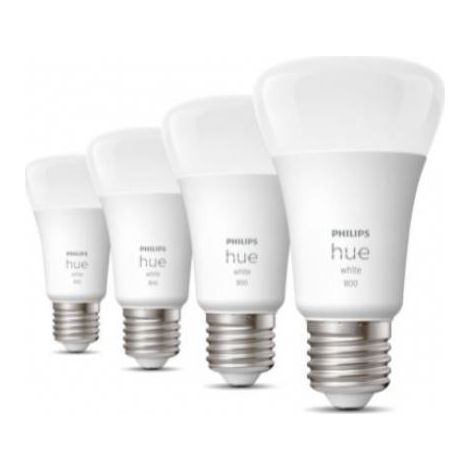 Philips Hue White Lampadina Smart LED, Attacco E27, 9 W, Luce Bianca, Dimmerabile, Controllo con Bluetooth e Hue App, Funziona con Alexa, Google Assistant e Apple HomeKit, Pack da 4 (1/10)