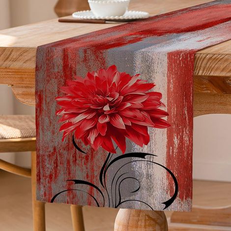 Chemin de table en lin épais 40×140 cm rouge