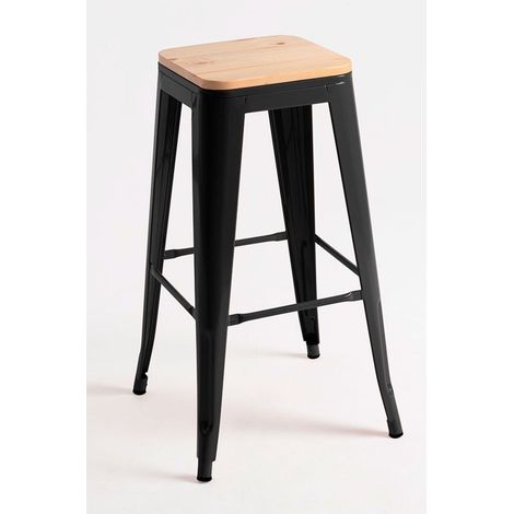 Packs Taburetes Altos - Pack 4 Taburetes Torix Altos Madera Natural - Negro