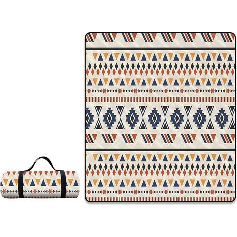 APEX Couverture de Pique-Nique Boho, 200x200cm,Tapis de Plage, Lavable Couverture de Pique-Nique avec Poignée, pour Camping, Parcs,Voyage (1/3)