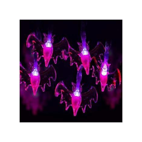 Halloween-Lichterkette, 6 Meter, 40 lila Fledermaus-Lichter, Halloween-Dekorationslichter, batteriebetrieben (Batterien nicht enthalten)