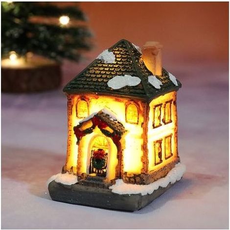 Maison de Noël à piles, décorations de village de Noël électriques, bâtiment illuminé, décorations de Noël LED, accumulation de neige A (1/5)