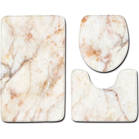 Tapis De Bain - Tapis Antidérapant En Flanelle - Pour Salle De Bains Cuisine Et Entrée - 45 X 75 Cm - Lot De 3 Pièces