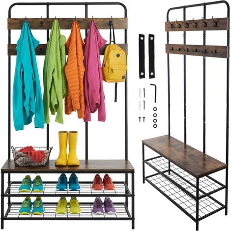 Stehregal mit kleiderstange 182 cm metallrahmen 12 haken
