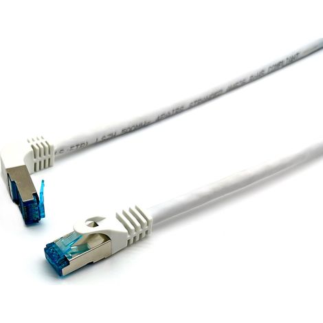 LATIGUILLO APANTALLADO S/FTP CATEGORIA 6A  CONECTOR ANGULO RECTO LIBRE HALOGENOS 2M COLOR BLANCO