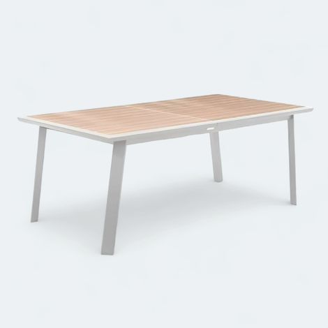 TAVOLO ALL. CM 220X76 METALLO BIANCO E PIANO EFFETTO LEGNO (1/4)