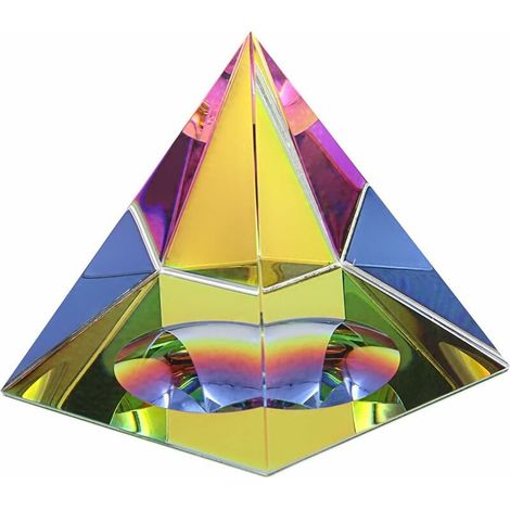 Crystal Pyramid Suncatcher Dazzling Crystal Prism Rainbow Color Prism Desk Ornament Pyramid Glass Paperweight with Gift Box for Home Decor Gift Collection (60mm/2.4) (1/5)
