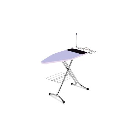 Top House LUXOR2 Asse da Stiro Struttura in Acciaio Cromato Altezza Regolabile da 54 a 94 cm con Poggiapro Scorrevole e Copertina a Tre Strati colore Viola (1/2)
