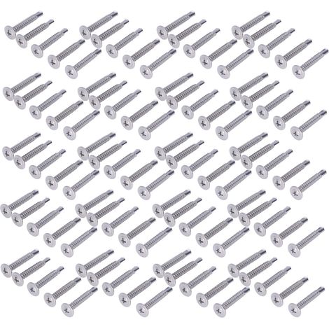 100 vis autotaraudeuses Phillips avec rondelles rondes, fixations en acier inoxydable 410, 4,8 x 32 mm. (1/5)
