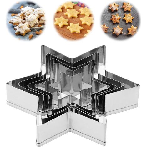 Ensemble de 5 emporte-pièces étoiles Mabor Mini et Grandes Étoiles en Acier Inoxydable Pour Scones, Pâtisseries, Gâteaux, Biscuits, Pâtisseries de Fêtes, Gâteaux pour Enfants (1/4)