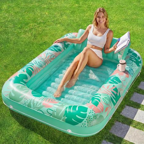 Matelas Gonflable 178 x 116 cm pour Piscine, Bain de Soleil pour Adultes, Flotteur de Piscine, Matelas Gonflable pour Adultes, divertissements d'été, fête Aquatique (Fleur Violette)
