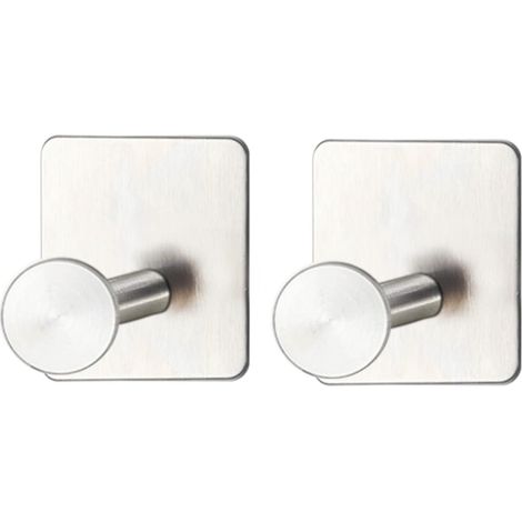 Ganchos autoadhesivos, toallero adhesivo de acero inoxidable, ganchos duraderos, 2 unidades (plateado) (1/5)