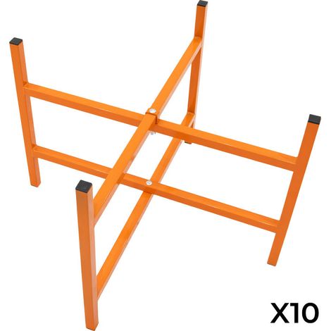 Lot de 10 Supports Pliables en X en Acier Pour Planches de Mortier Hauteur de 500 mm Cadre Durable de Mécanisme Verrouillable & Ajustable Rangement Facile Pour Maçon Plâtrage [Kit de Fixations INCLUS] (1/5)