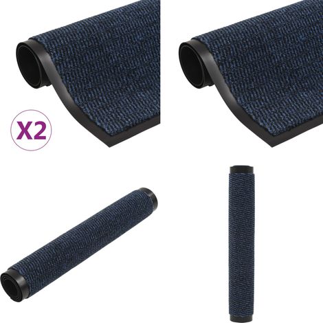 Paillassons rectangulaires 2 pcs 80 x 120 cm Bleu - Tapis D'entrée - Paillasson - Tapis Absorbant - Tapis Extérieur - Nettoyage Sols - Home & Living
