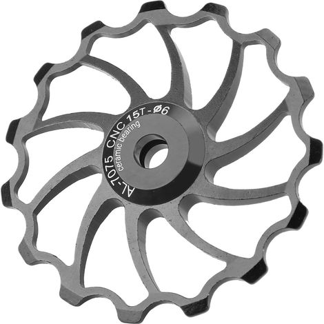 Galet de guidage 15 dents en alliage d'aluminium avec roulements en céramique pour dérailleur arrière de VTT, noir (1/5)