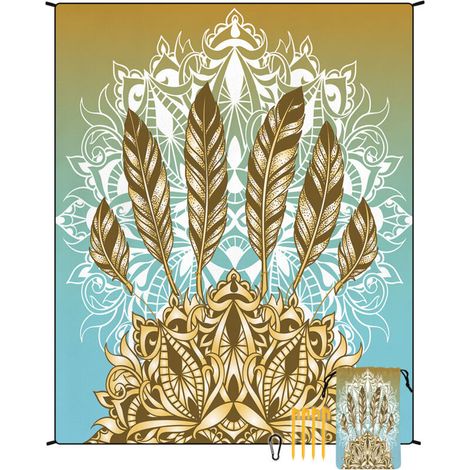 Tapis de plage en microfibre style bohème, séchage rapide, déperlant et résistant à l'humidité, idéal pour les pique-niques et le camping. Tapis de plage 38 (1/4)
