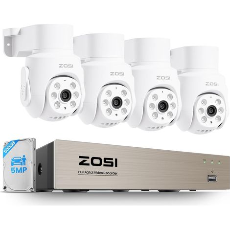 Kit Caméra de Surveillance Filaire 8CH 5MP DVR, Caméra Dôme Extérieure PTZ 360°, Détection Humaine/Véhicule, Vision Nocturne 20m, HDD 500Go Enregistrement 24/7 (1/5)