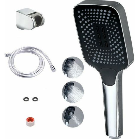 Hand shower set for square shower head for bathroom (Silver) (1/5)