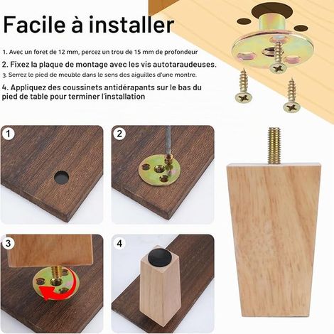 Pieds de Meuble en Bois 20cm Square pour Lit (1/3)