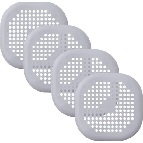 Lot de 4 bondes d'évier en silicone avec ventouse pour ramasse-cheveux - Dispositif anti-blocage pour cuisine et salle de bain (noir)