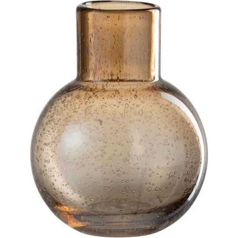 Vase Boule Design en Verre "Goulot" 19cm Marron