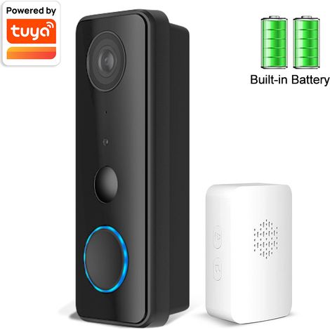 Intelligente WLAN-HD-Videotürklingel mit Zwei-Wege-Audio – PIR-Bewegungserkennung, Infrarot-Nachtsicht, lange Akkulaufzeit, kompatibel mit der Tuya-App für Fernüberwachung – Ideal für Haus, Wohnung un