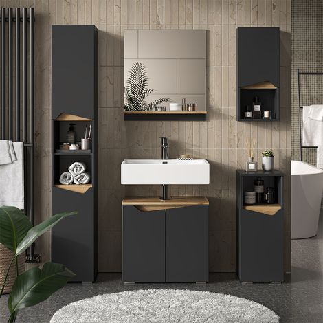Conjunto de muebles de baño Marelle, Antracita, 5 partes, Vicco