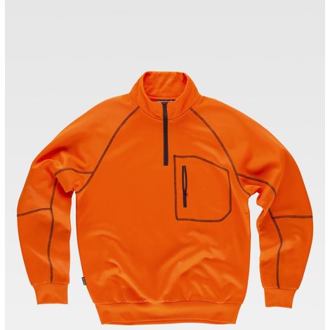 Sudadera de Alta Visibilidad flúor contra el frío WORKTEAM  S - Naranja A.V.+ Negro (1/2)