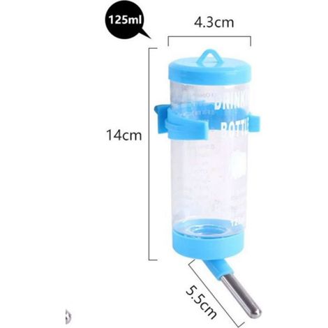 Abreuvoir Biberon Bouteille Distributeur d'eau en Plastique - Capacité 125 ml Taille 14 x 4 3cm - Lapin Hamster Petits Animaux (1/3)
