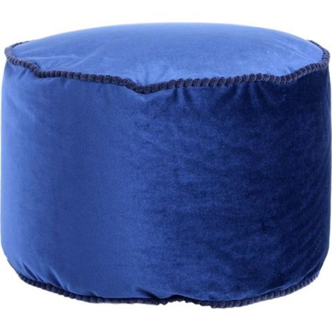 Pouf Rond en Velours "Taj Mahal" 47cm Bleu (1/3)