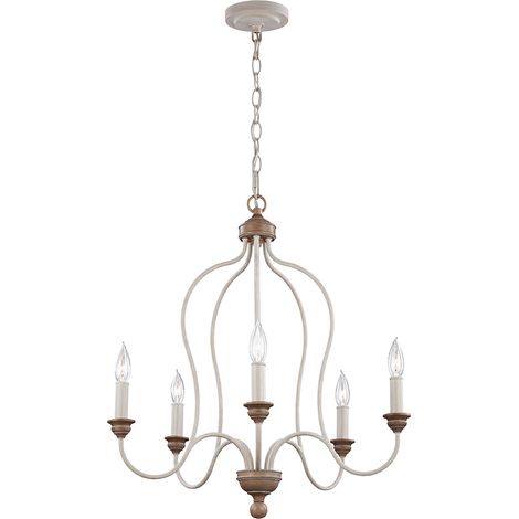 Elstead Hartsville - Lampadario a 5 luci finitura Beachwood, E14 (1/5)