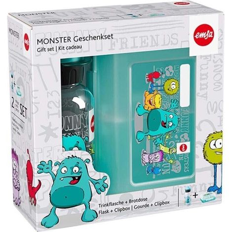 Emsa Kinder Set Trinkflasche 0,4l Brotdose Monster 518138