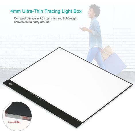 Tablette lumineuse A3 LED ultra‑mince 4 mm, 3 niveaux de luminosité, clips et règle inclus, alimentation USB, pour dessin, croquis, calligraphie, animation et conception artistique (1/5)