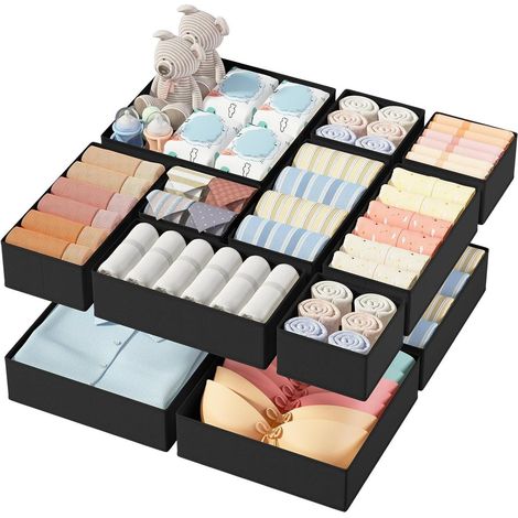 Schubladen Organizer Unterwäsche Socken Krawatten 12 Stück Schwarz (1/5)
