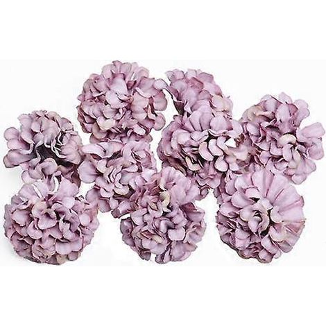 10 têtes de fleurs artificielles d'hortensia, accessoires de bricolage pour la décoration intérieurebrun, violet (1/5)