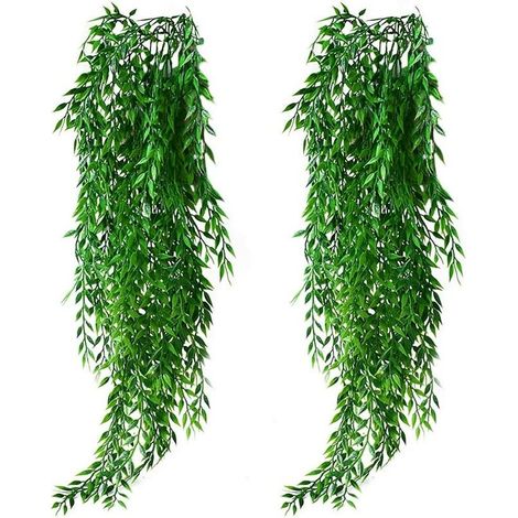 2 Pièces Lierre Artificielle Plantes Guirlande Vigne Faux Plastique Feuilles Saule Suspension Plante Vertes Ivy pour pour Intérieure Extérieure Décoration Mur Arche Balcon Panier Jardin Mariage (1/5)