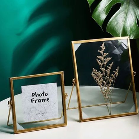 Cadre miniature pour fleurs séchées avec verre transparent et support en métal pour présentation sur bureau, cadre photo de 10 cm. (1/5)