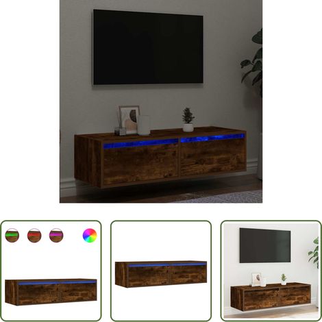 LED-Leuchten - TV-Schrank mit LED-Leuchten Räuchereiche 100x35,5x25 cm (1/5)