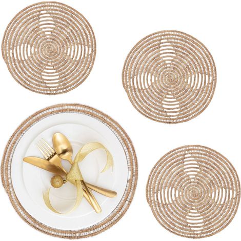 Palm fibre place mats set of 4 - heat resistant