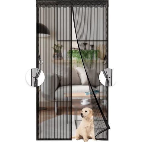 Black Magnetic Fly Screen, Mesh Curtain, Fully Enclosed Door, Automatic Closing for Balcony, Easy Installation, 120x210cm (1/5)